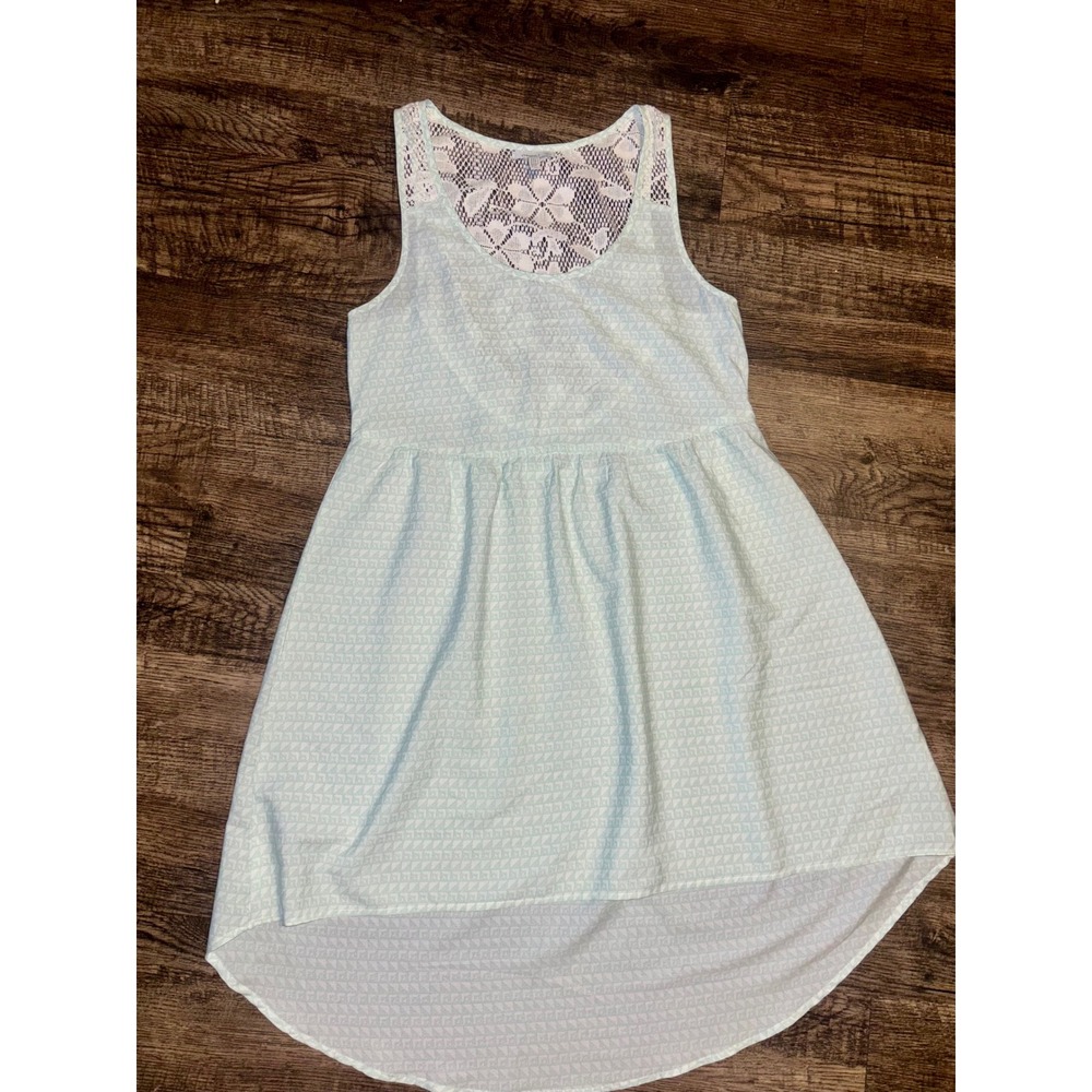O'Neill Mint Green Geometric High Low Lace Back Sleeveless Dress Medium